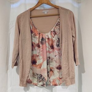 Two in one floral blouse/sweater - blush pink